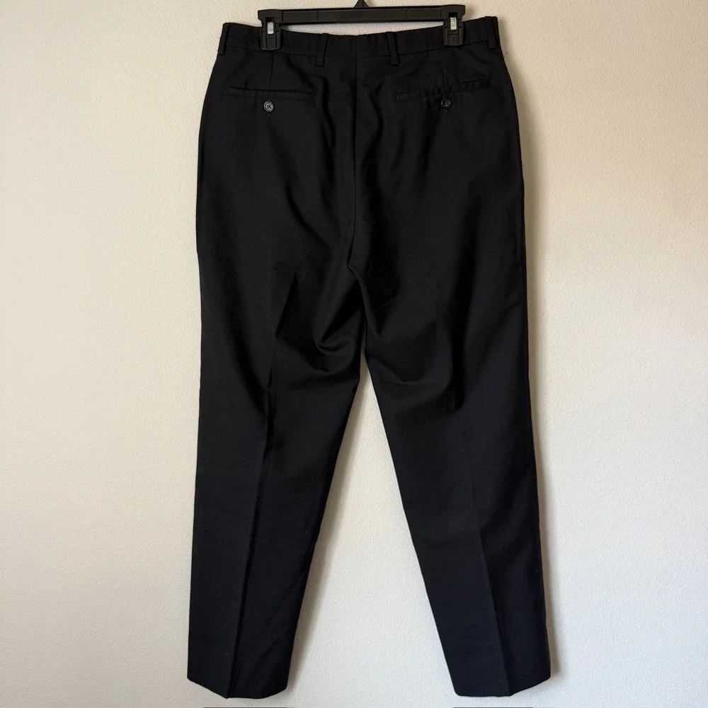 VTG Lauren Ralph Lauren Total Comfort Mens Black Dress Pants Flat Front 32 Short